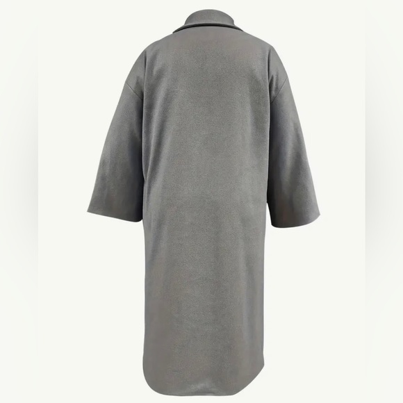 Women's Long Sleeve Double Breast Button Lapel Collar Trench Coat With Pockets - Picture 2 of 4